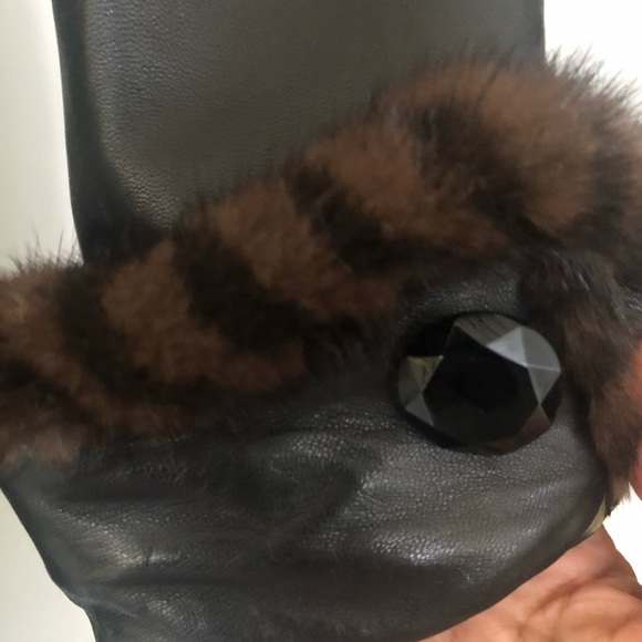 Leather Jacket, St. John, Marie Gray black 3/4 Lenght - Picture 3 of 5